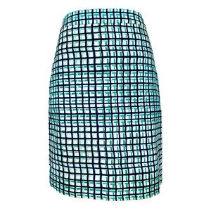 EUC Kate Spade "Skirt the Rules"  Judy Check Pencil Skirt Blue/Jade Green/Off…